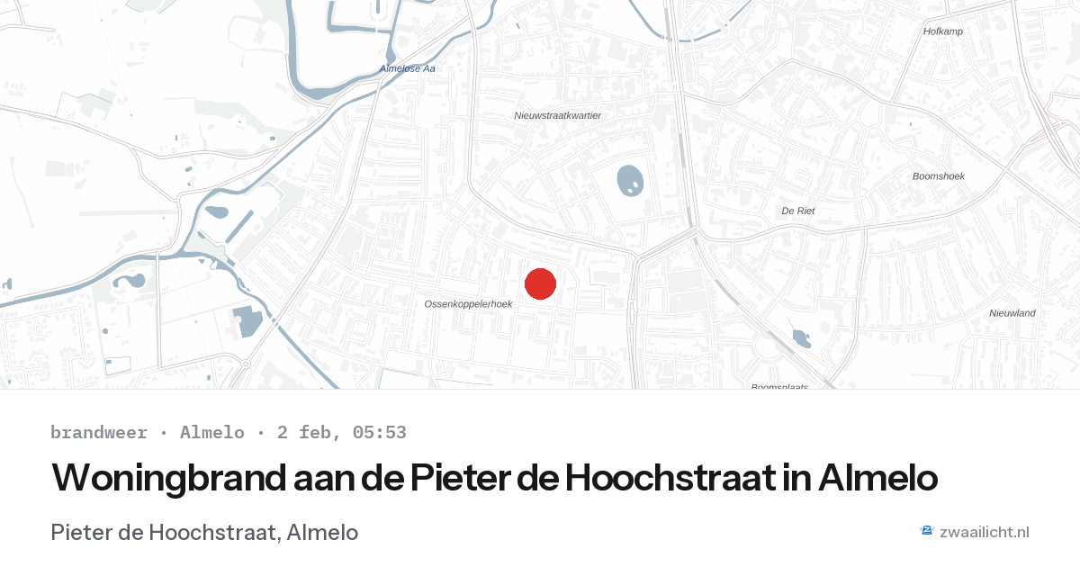 Woningbrand aan de Pieter de Hoochstraat in Almelo — 2 feb 2026