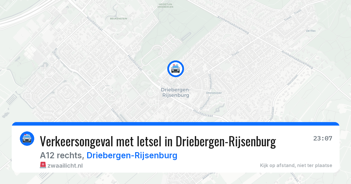 Verkeersongeval met letsel in Driebergen-Rijsenburg — 1 aug 2026