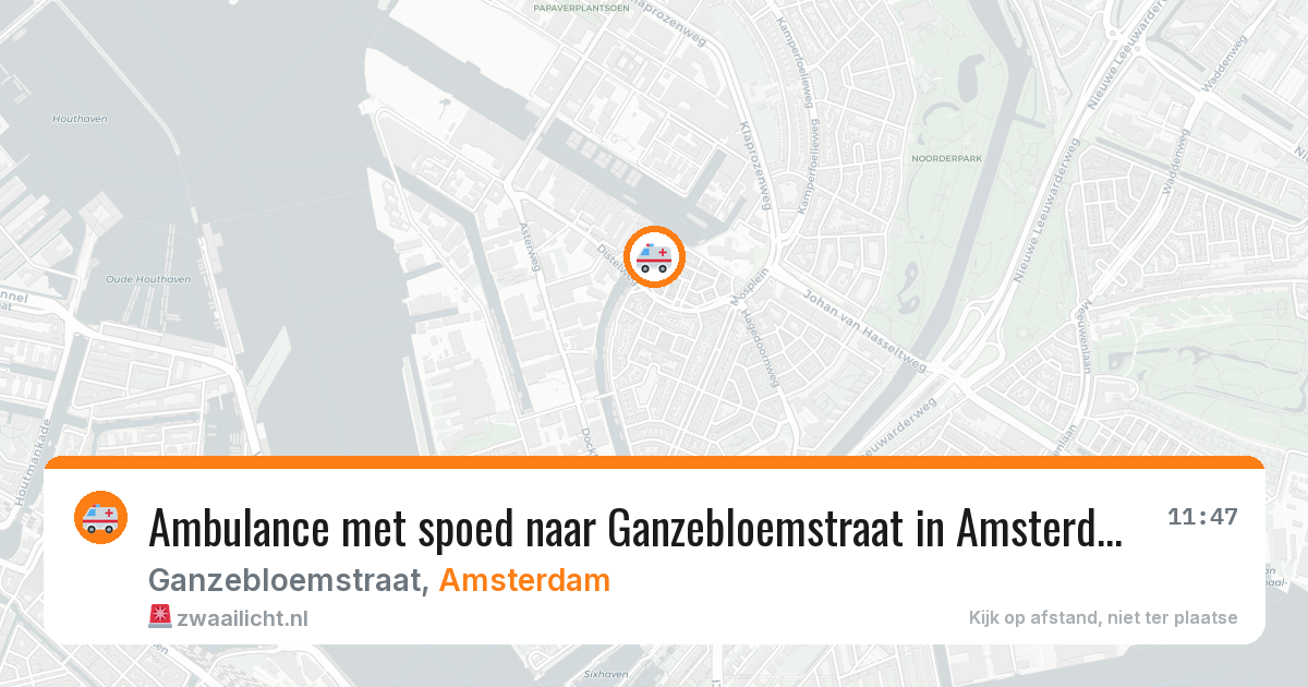 Ambulance met spoed naar Ganzebloemstraat in Amsterdam — 16 mrt 2026