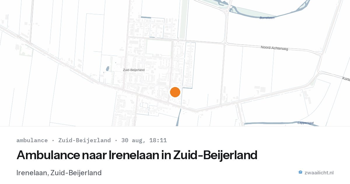 Ambulance naar Irenelaan in Zuid-Beijerland — 30 aug 2026