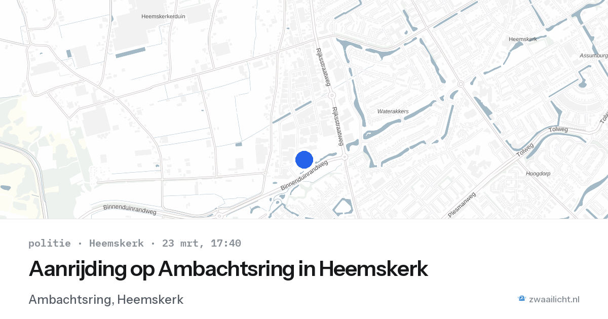 Aanrijding op Ambachtsring in Heemskerk — 23 mrt 2026