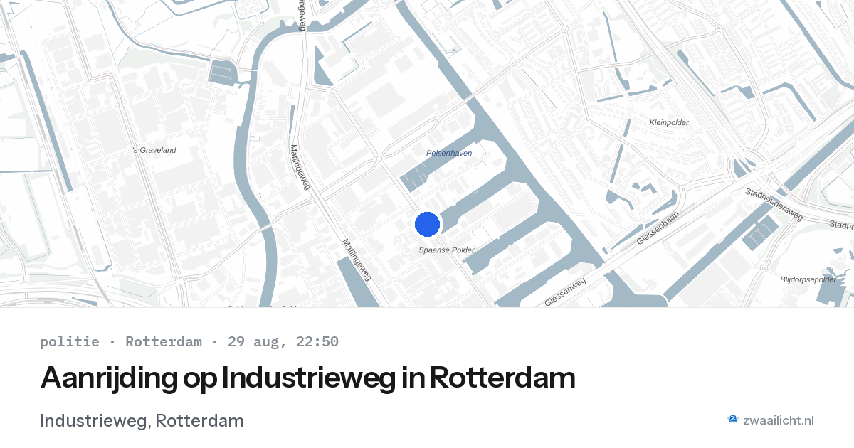 Aanrijding op Industrieweg in Rotterdam — 29 aug 2026