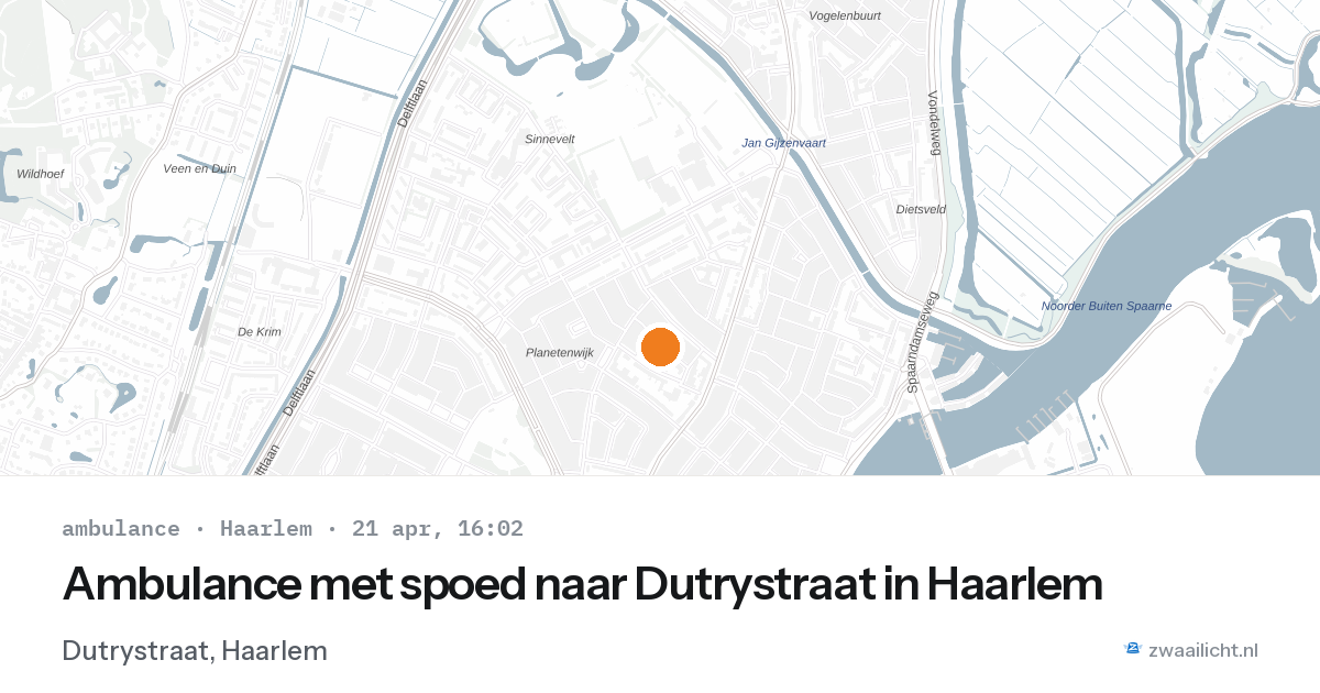 Ambulance met spoed naar Dutrystraat in Haarlem — 21 apr 2026