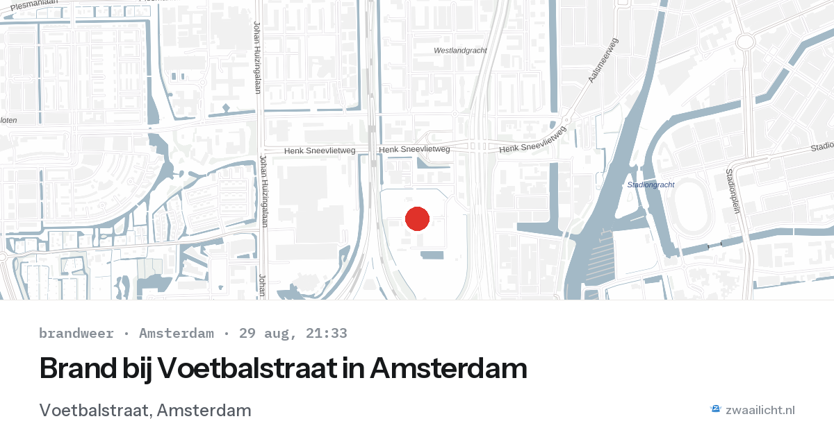 Brand bij Voetbalstraat in Amsterdam — 29 aug 2026
