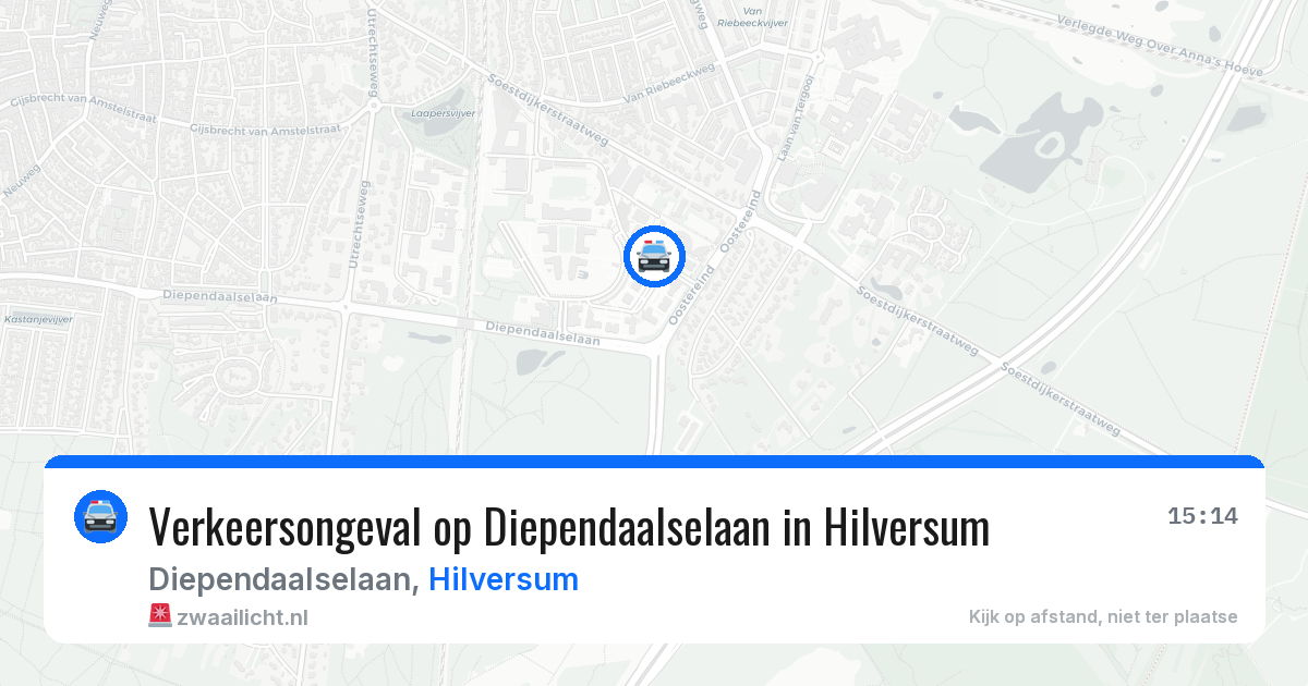 Verkeersongeval op Diependaalselaan in Hilversum — 3 jul 2026