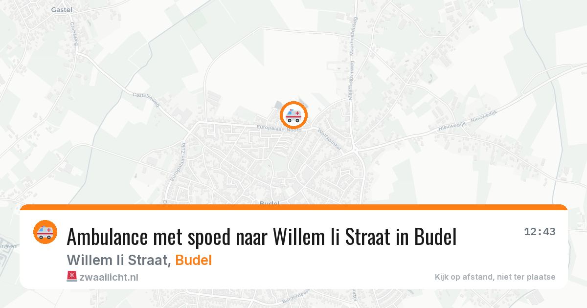 Ambulance met spoed naar Willem Ii Straat in Budel — 24 jun 2026