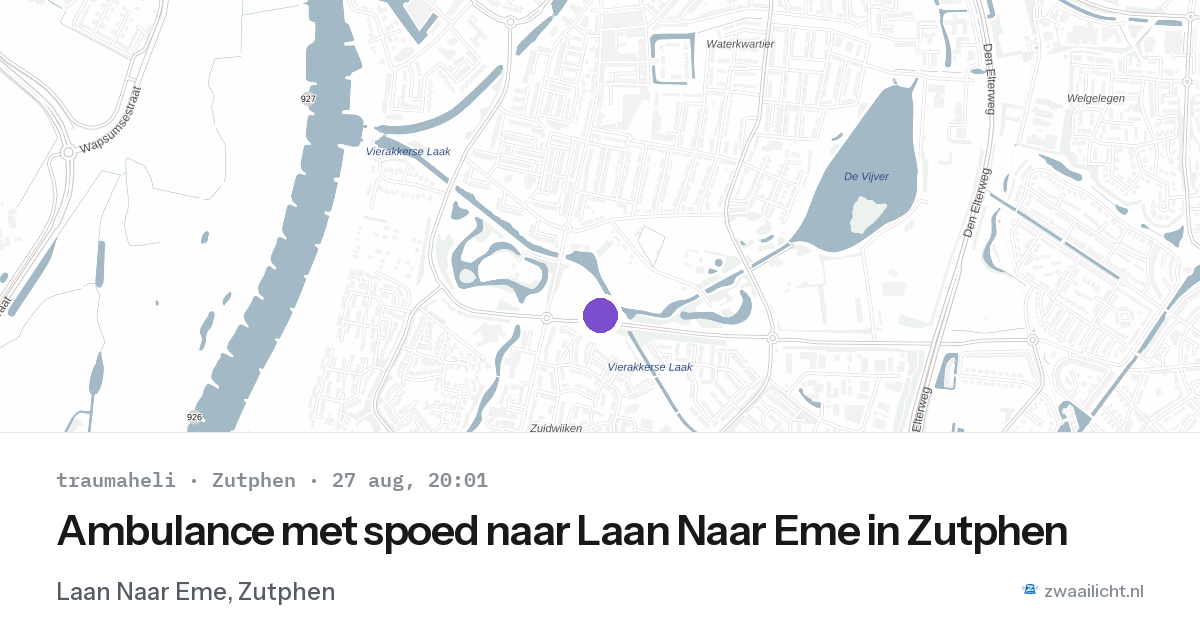 Ambulance met spoed naar Laan Naar Eme in Zutphen — 27 aug 2026
