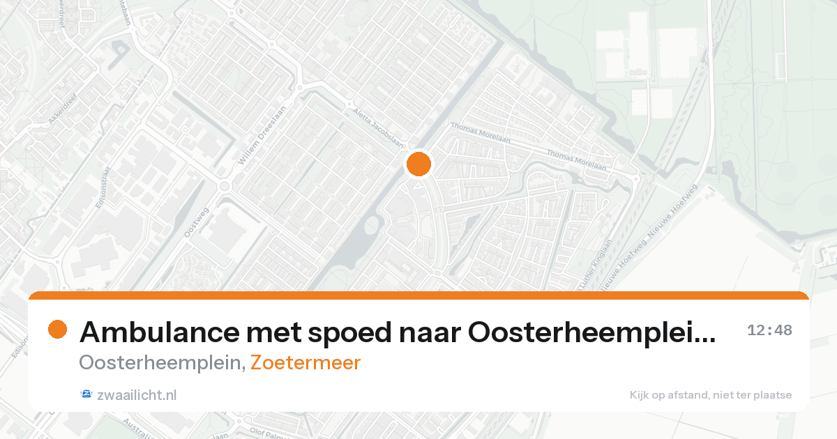 Ambulance met spoed naar Oosterheemplein in Zoetermeer — 20 aug 2026