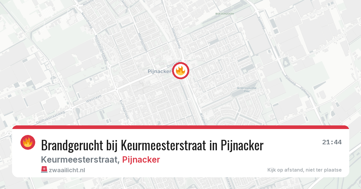 Brandgerucht bij Keurmeesterstraat in Pijnacker — 12 aug 2026