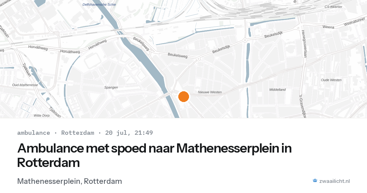 Ambulance met spoed naar Mathenesserplein in Rotterdam — 20 jul 2026