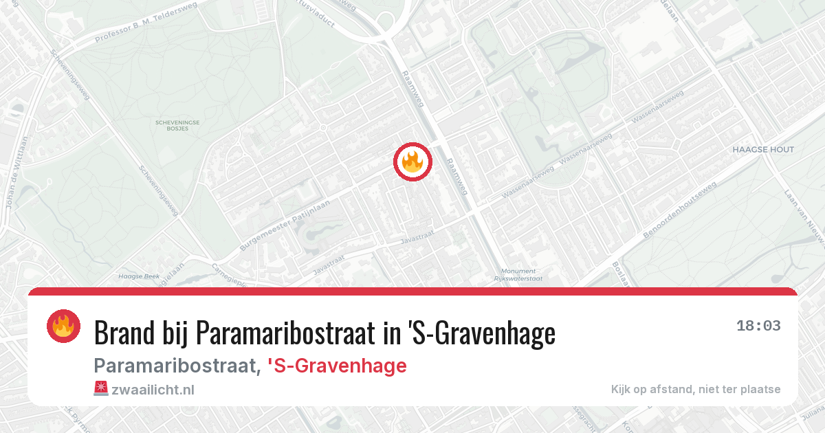 Brand bij Paramaribostraat in 'S-Gravenhage — 3 aug 2026