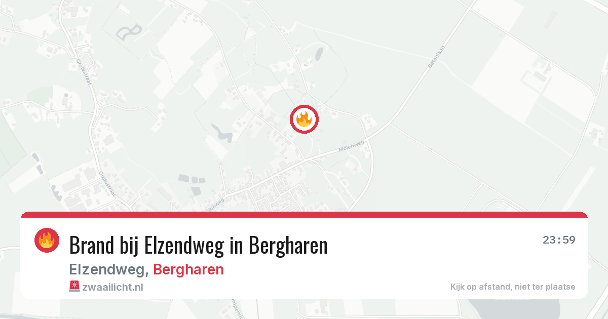 Brand bij Elzendweg in Bergharen — 18 feb 2026