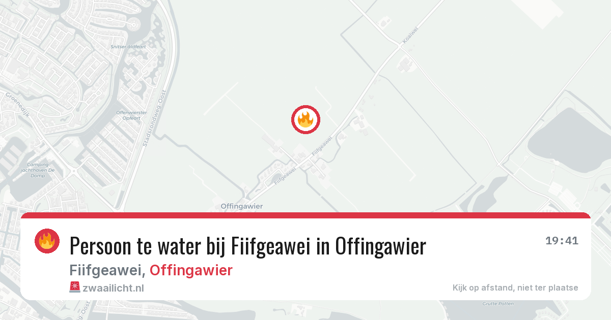Persoon te water bij Fiifgeawei in Offingawier — 20 jul 2026