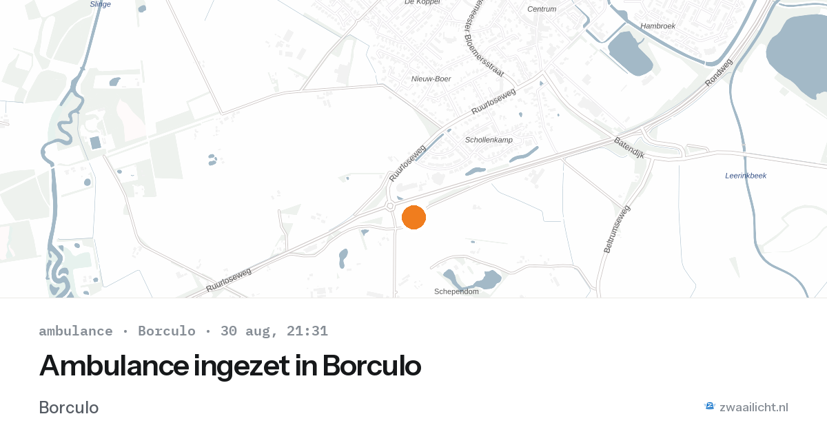 Ambulance ingezet in Borculo — 30 aug 2026