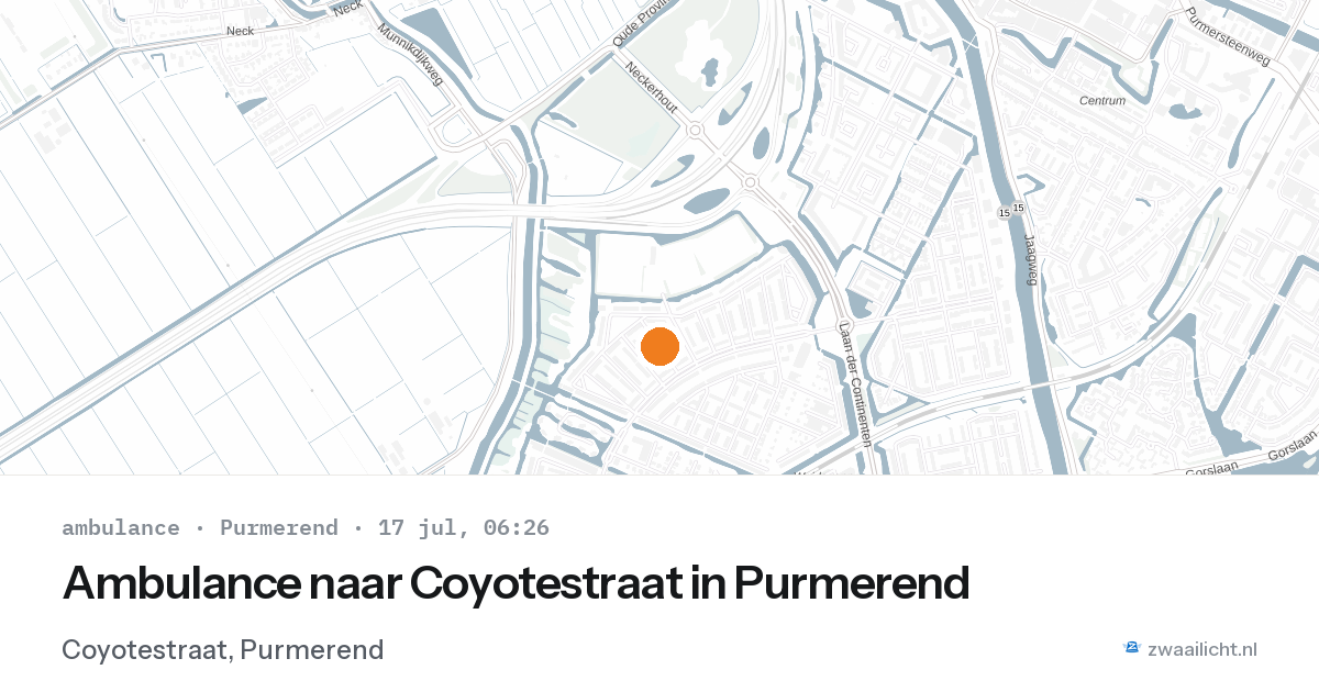 Ambulance naar Coyotestraat in Purmerend — 17 jul 2026