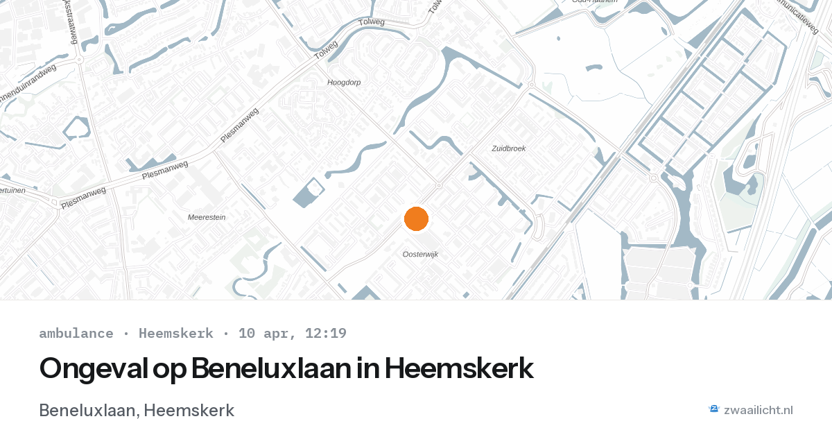 Ongeval op Beneluxlaan in Heemskerk — 10 apr 2026