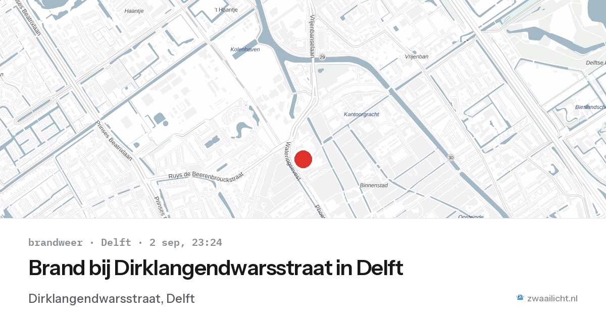 Brand bij Dirklangendwarsstraat in Delft — 2 sep 2026
