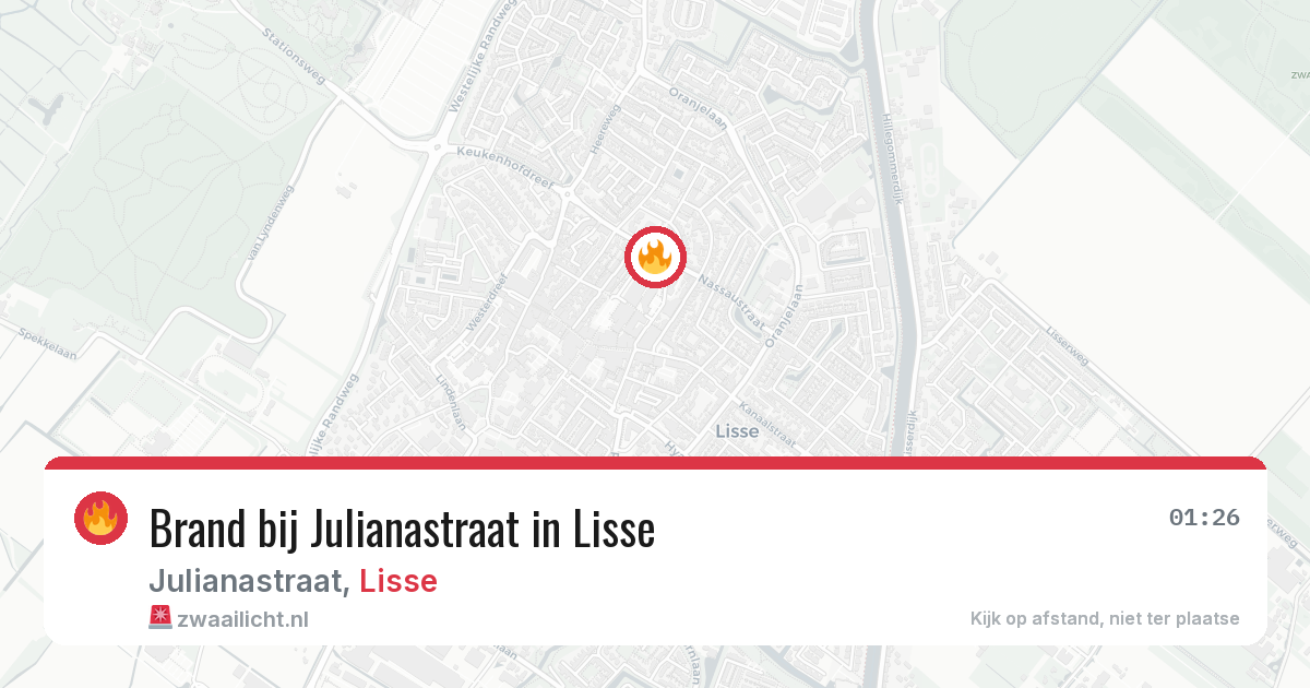 Brand bij Julianastraat in Lisse — 18 jun 2026