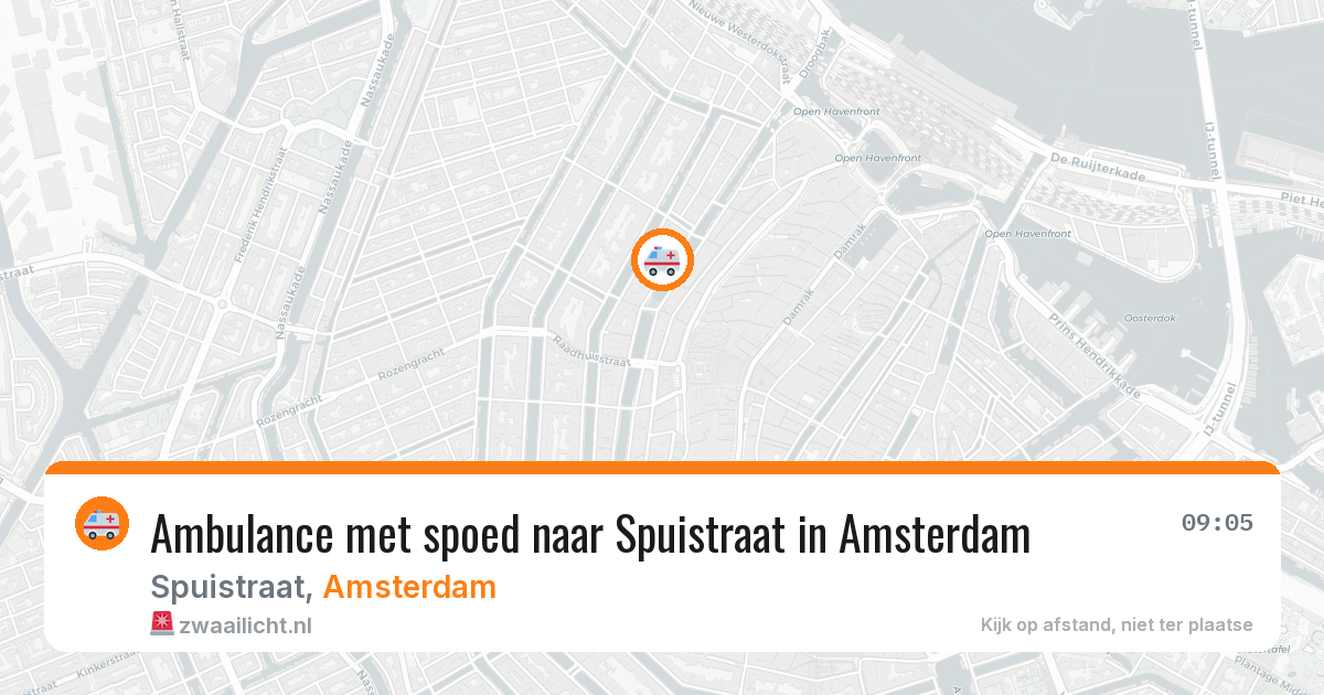 Ambulance met spoed naar Spuistraat in Amsterdam — 13 aug 2026