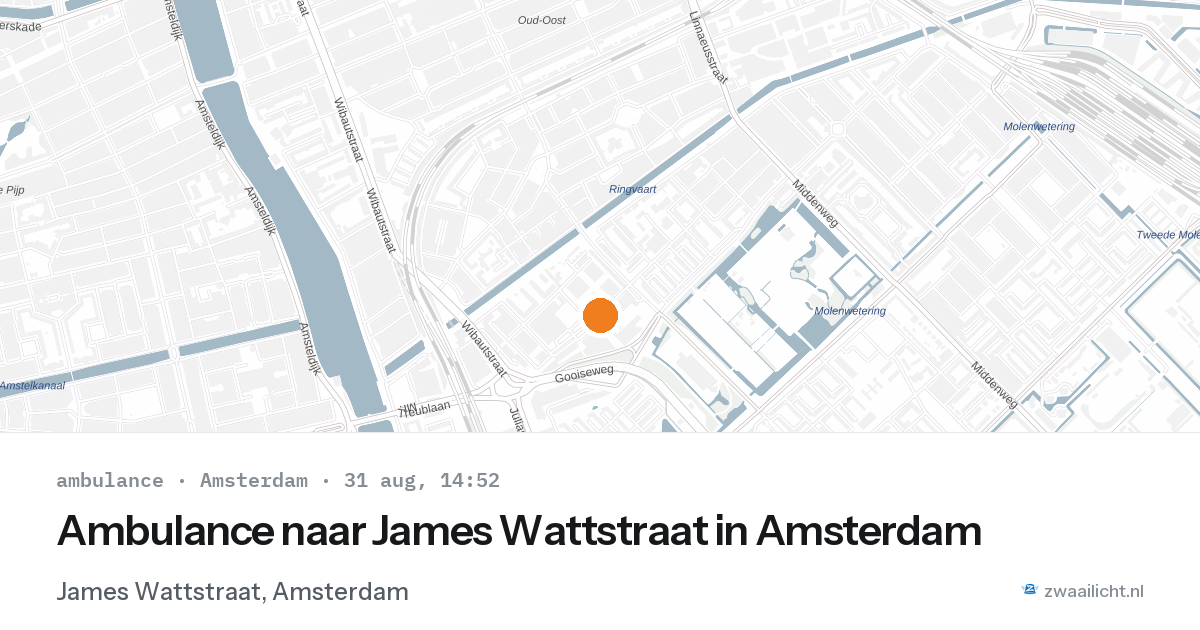 Ambulance naar James Wattstraat in Amsterdam — 31 aug 2026