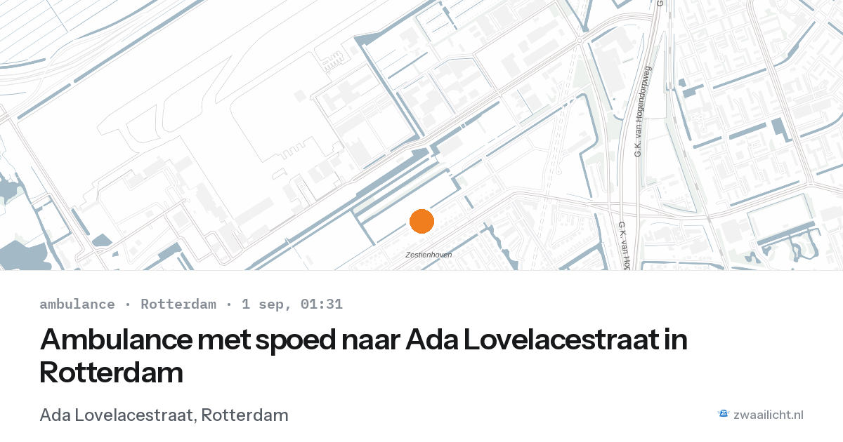 Ambulance met spoed naar Ada Lovelacestraat in Rotterdam — 31 aug 2026