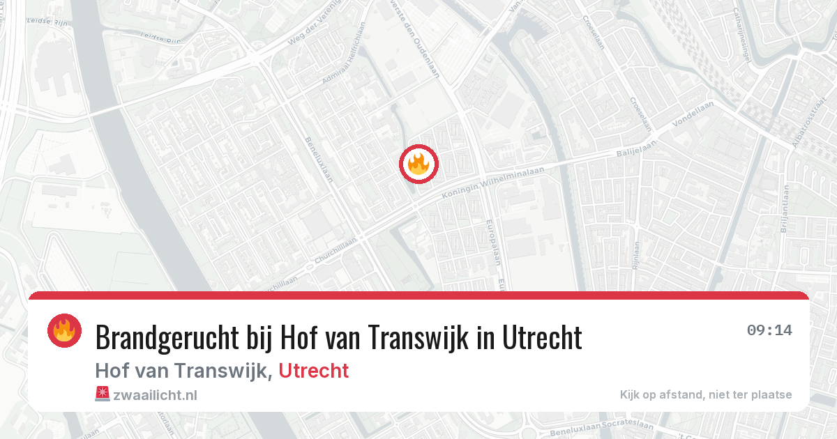 Brandgerucht bij Hof van Transwijk in Utrecht — 24 mei 2026