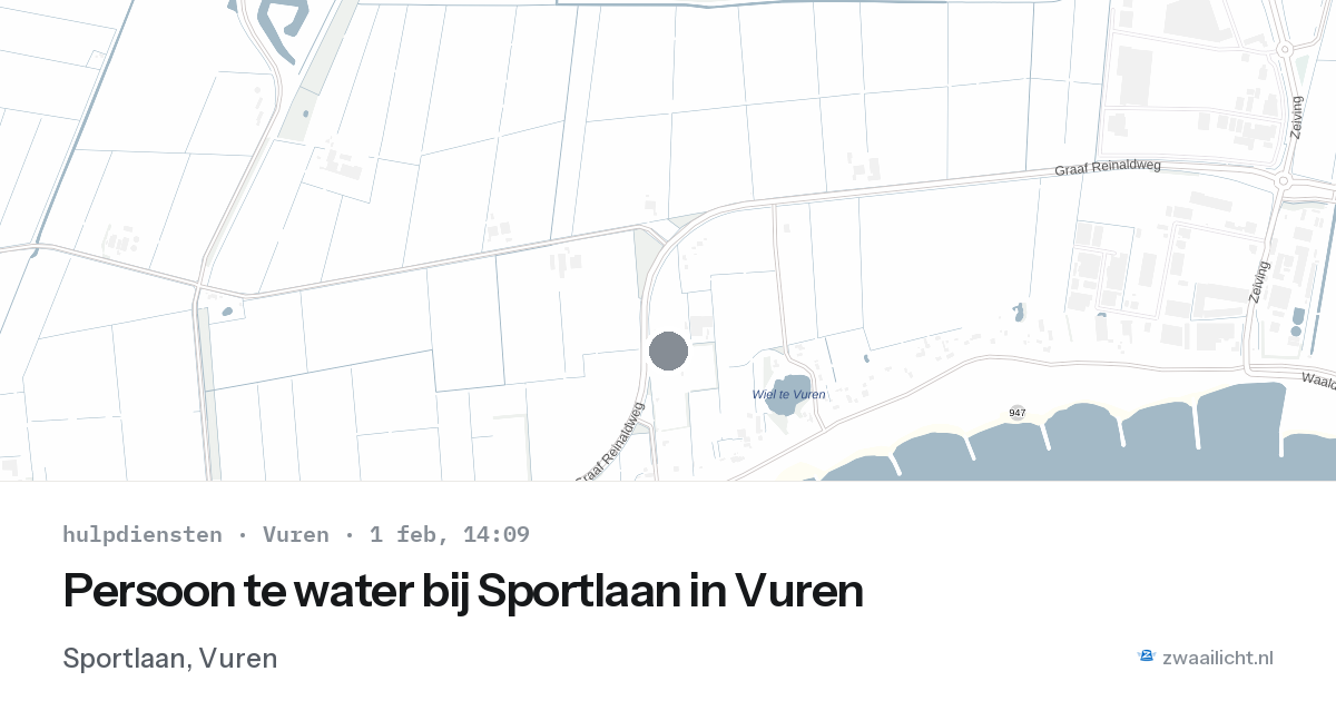 Persoon te water bij Sportlaan in Vuren — 1 feb 2026
