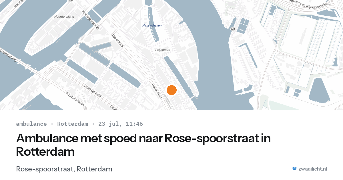 Ambulance met spoed naar Rose-spoorstraat in Rotterdam — 23 jul 2026