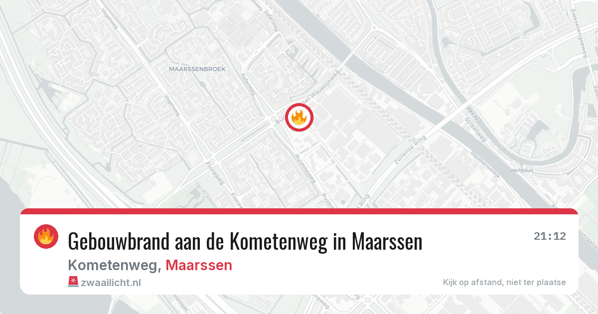 Gebouwbrand aan de Kometenweg in Maarssen — 8 aug 2026