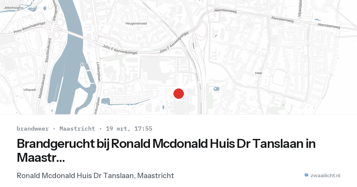 Brandgerucht bij Ronald Mcdonald Huis Dr Tanslaan in Maastricht — 19 mrt 2026