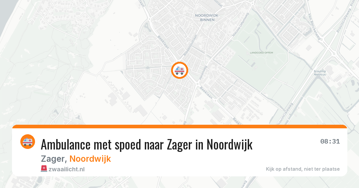 Ambulance met spoed naar Zager in Noordwijk — 8 aug 2026
