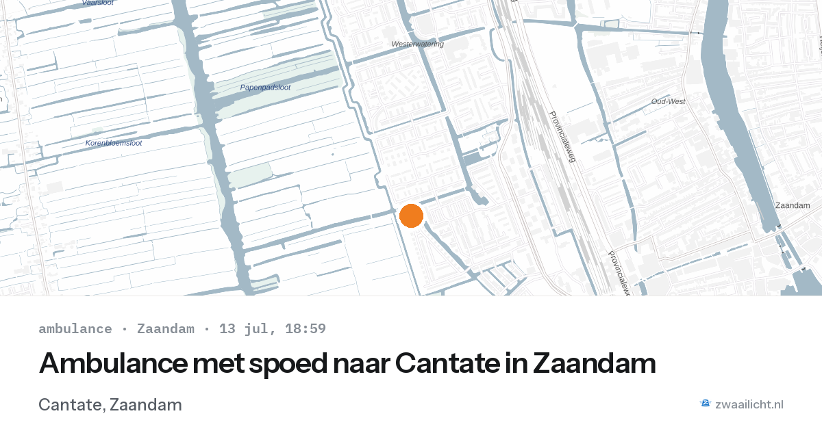 Ambulance met spoed naar Cantate in Zaandam — 13 jul 2026