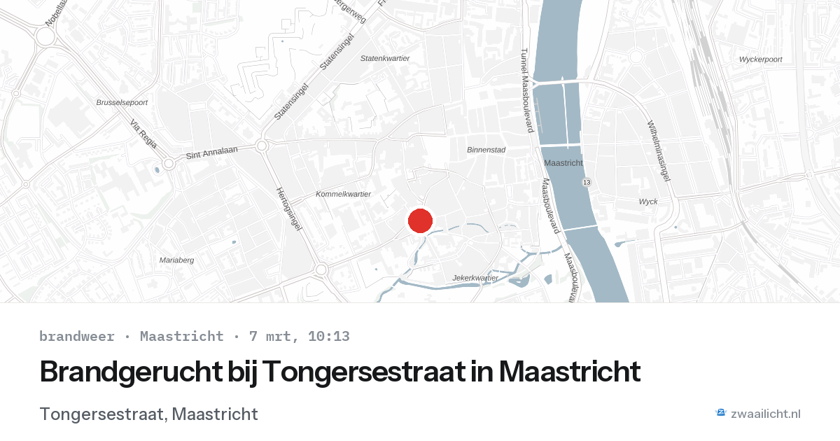 Brandgerucht bij Tongersestraat in Maastricht — 7 mrt 2026