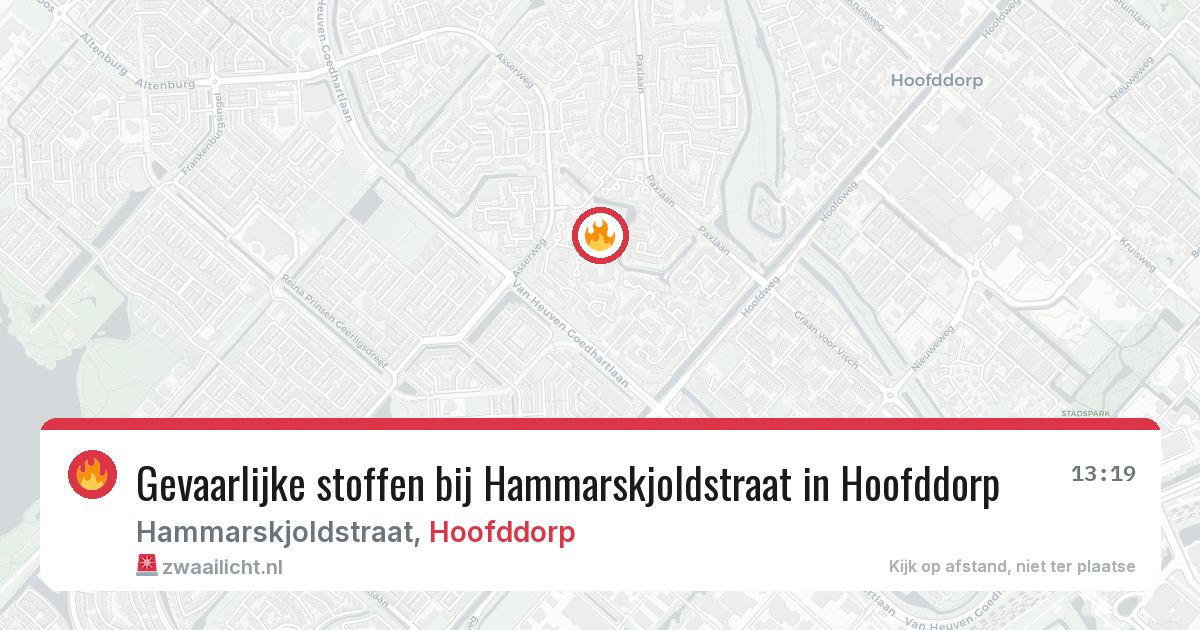 Gevaarlijke stoffen bij Hammarskjoldstraat in Hoofddorp — 15 jun 2026