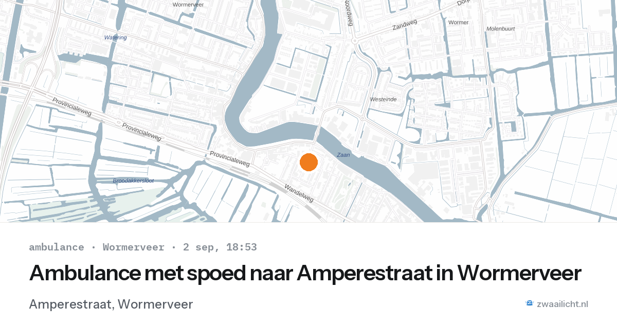 Ambulance met spoed naar Amperestraat in Wormerveer — 2 sep 2026