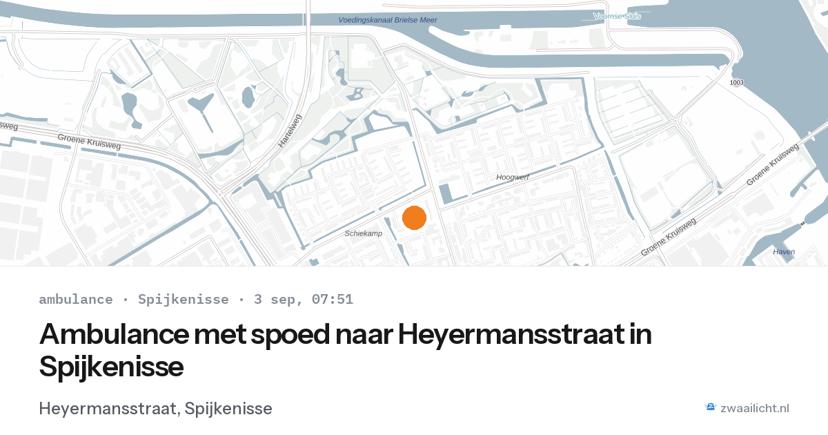 Ambulance met spoed naar Heyermansstraat in Spijkenisse — 3 sep 2026