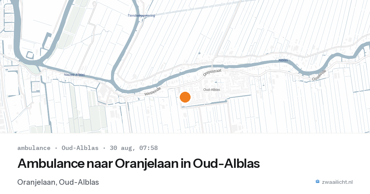 Ambulance naar Oranjelaan in Oud-Alblas — 30 aug 2026