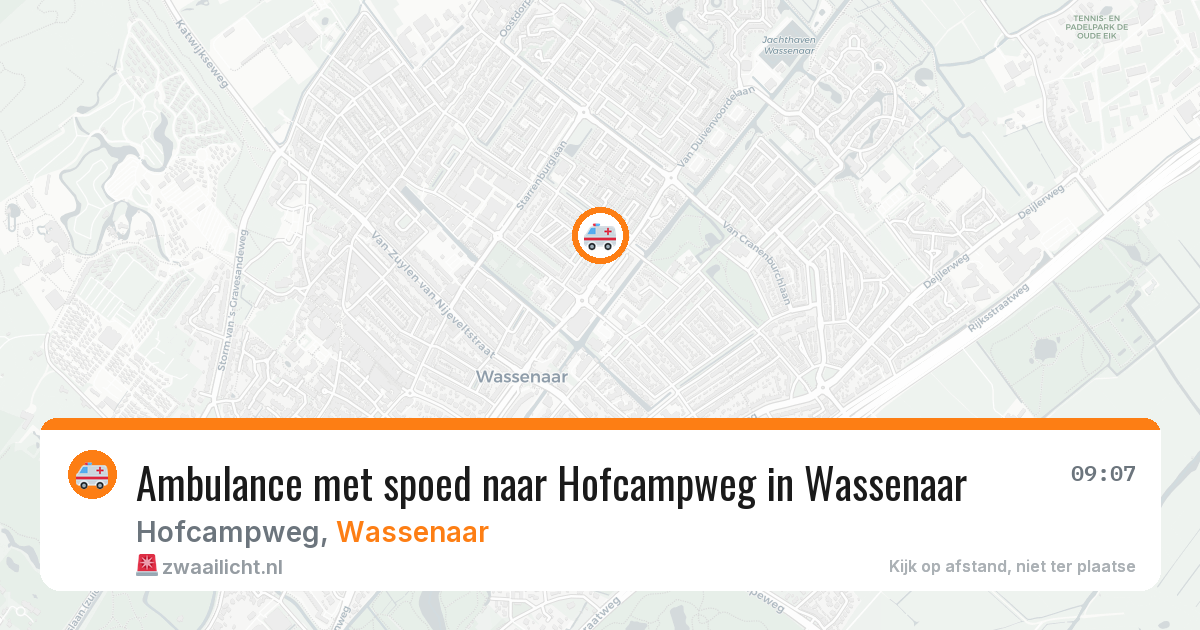 Ambulance met spoed naar Hofcampweg in Wassenaar — 9 apr 2026