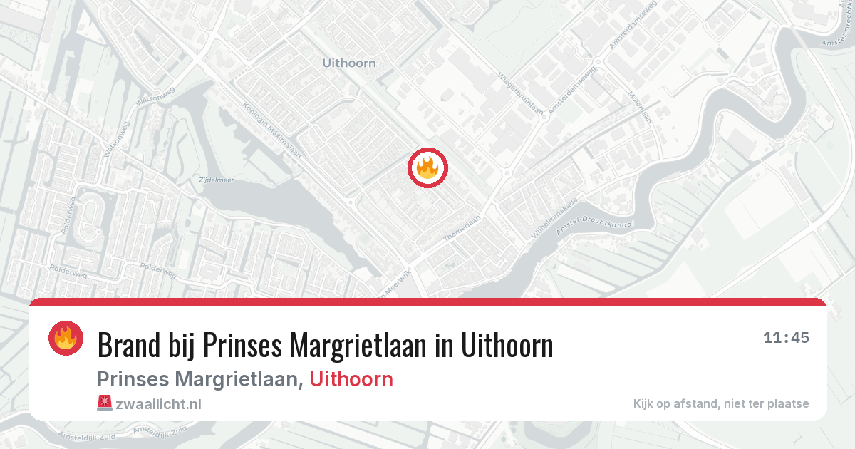 Brand bij Prinses Margrietlaan in Uithoorn — 18 apr 2026