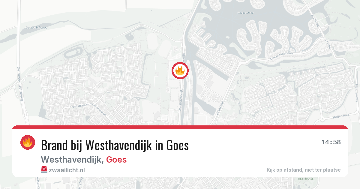 Brand bij Westhavendijk in Goes — 12 aug 2026