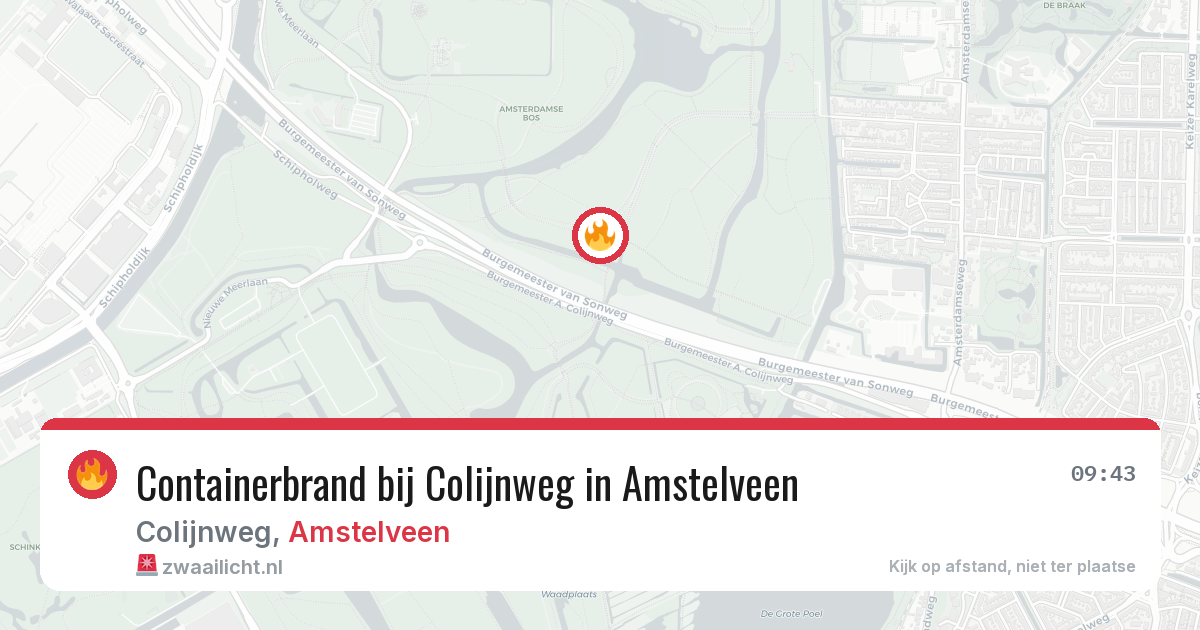 Containerbrand bij Colijnweg in Amstelveen — 4 aug 2026