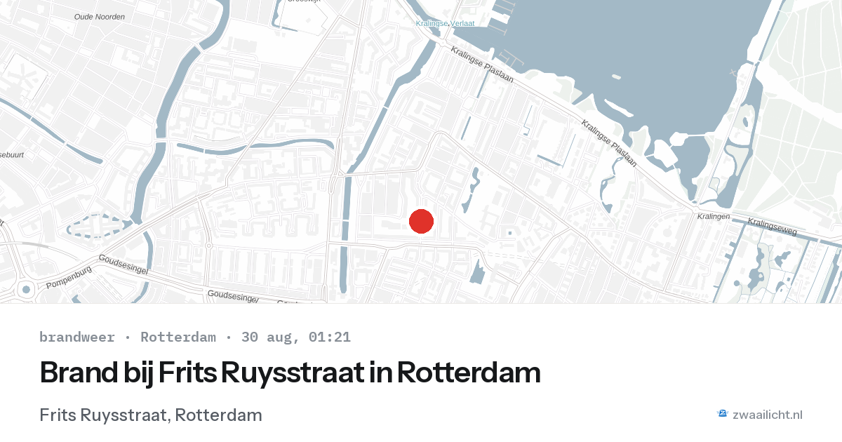 Brand bij Frits Ruysstraat in Rotterdam — 29 aug 2026