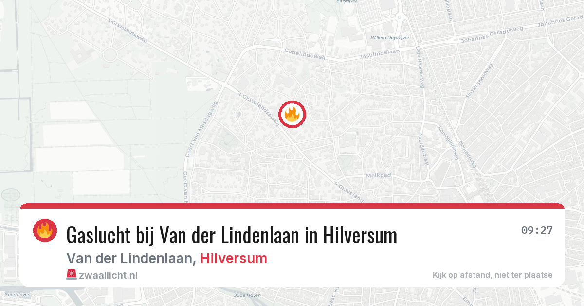 Gaslucht bij Van der Lindenlaan in Hilversum — 30 jun 2026