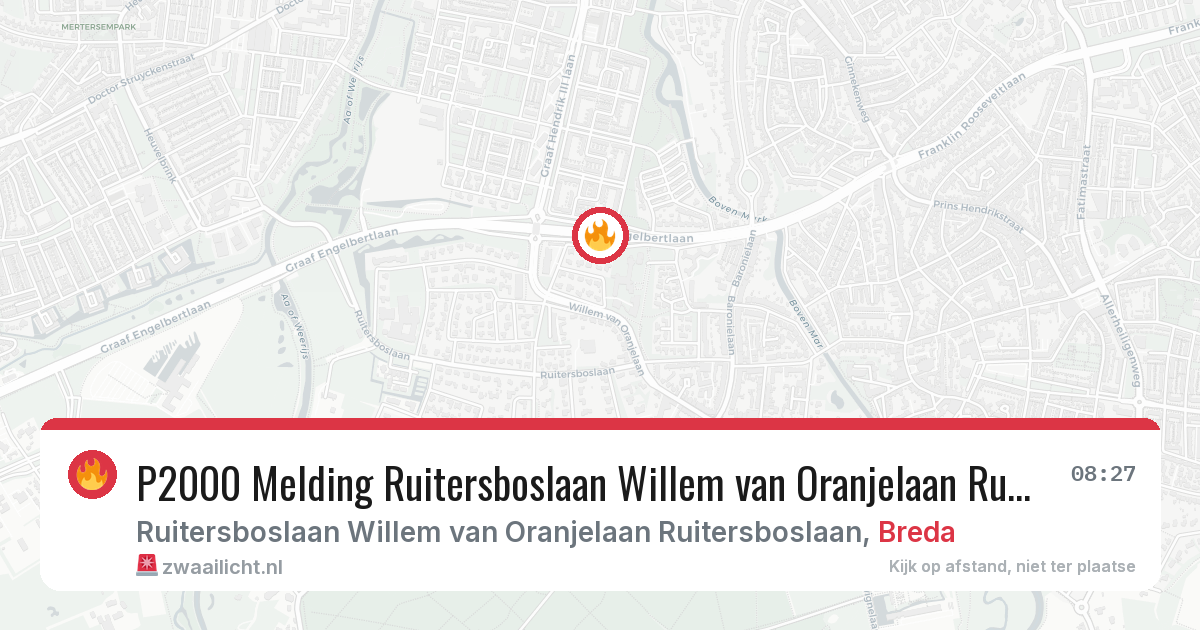 P2000 Melding Ruitersboslaan Willem van Oranjelaan Ruitersboslaan, Breda — 9 feb 2026