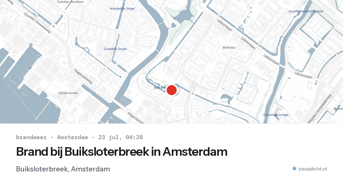 Brand bij Buiksloterbreek in Amsterdam — 23 jul 2026