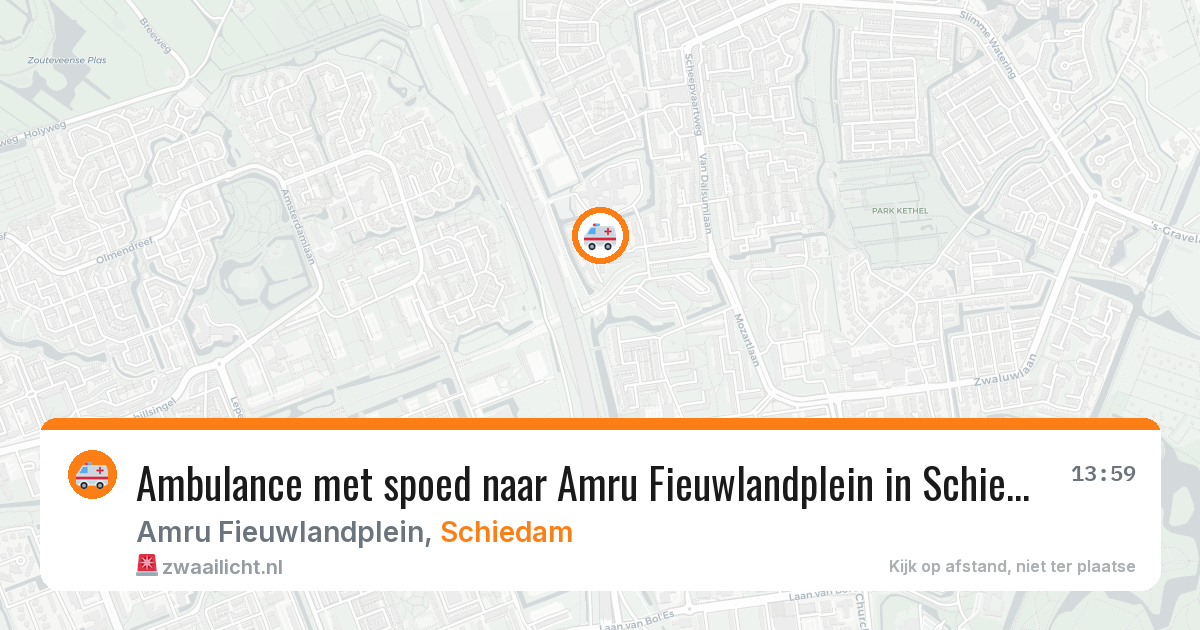 Ambulance met spoed naar Amru Fieuwlandplein in Schiedam — 19 jun 2026