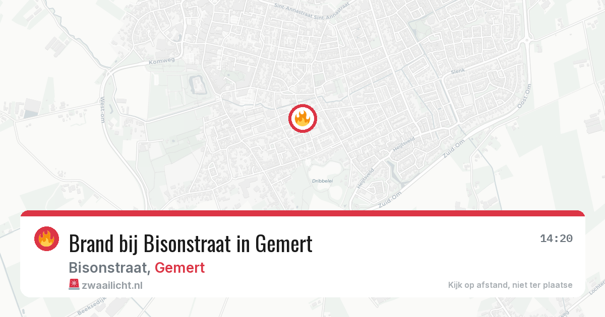 Brand bij Bisonstraat in Gemert — 1 aug 2026
