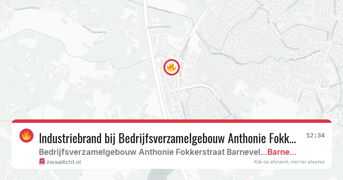 Industriebrand bij Bedrijfsverzamelgebouw Anthonie Fokkerstraat Barneveld in Barneveld — 29 jun 2026