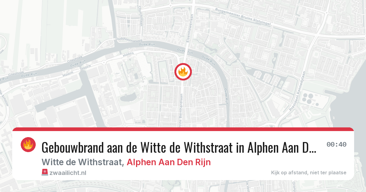 Gebouwbrand aan de Witte de Withstraat in Alphen Aan Den Rijn — 22 mrt 2026