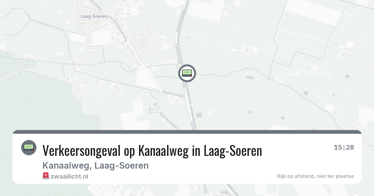 Verkeersongeval op Kanaalweg in Laag-Soeren — 16 jul 2026
